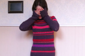 Y este fue el suéter a crochet que me teji, inspirada en la combinación de colores