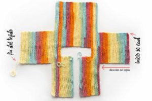 Chaleco Arcoiris a crochet para bebe, patrón de tejido de marinatorreblanca.cl